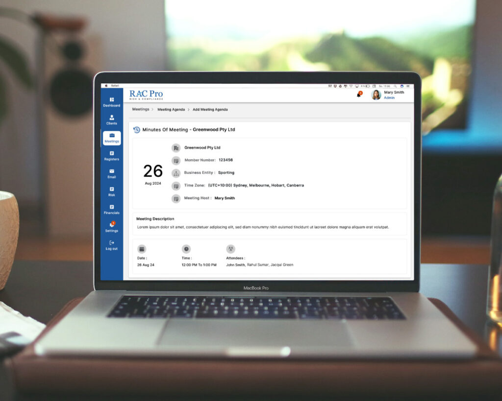 Rac Pro Meeting Minutes Screen